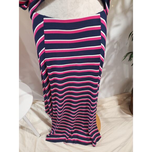 Chicos Womens Jersey Knit Stretchy Striped Top Maxi Skirt Set Size 1/2 M/L Blue - Picture 6 of 12